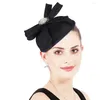 Kadınlar Düğün Şapkası Gelin Fascinators Tüy Aksesuarları Zarif Lady Evlilik Teal Tiara Tiara Kuş Kafası Başlık