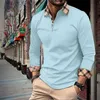 Мужские поло Новая мужская классическая рубашка-поло с длинными рукавами, простой дизайн, весенне-осенний повседневный рабочий топ плюс размер S-XXXL Q231215