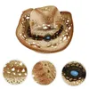 Bollmössor 1PC Western Style Cowgirl Straw Hat Summer Sol-resistent för utomhus