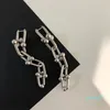 Boucles d'oreilles pendantes en or et argent, longue chaîne épaisse en métal en forme de U, bijoux pour femmes, célèbre styliste