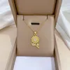 펜던트 목걸이 여자를위한 황금 해바라기 목걸이 스테인리스 스틸 목 꽃 코커 CZ Crystal Luxury Jewelry Collier de Fleurs