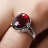 Cluster Rings Zhjiashun Royal 925 Sterling Silver Natural Garnet for Women Vintage Gemstone Ruby Anniversaries Ring Smycken