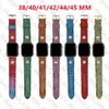 Correa de cuero con patrón de color G de diseñador de lujo para Apple Watch Band Series 6 5 4 3 2 40 mm 44 mm 38 mm 42 mm 49 mm Pulsera para iWatch Bel