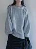 Женские свитера, однотонный свитер с круглым вырезом металлик для женщин, винтажный свободный блестящий пуловер с длинными рукавами, осень 2023, женский модный уличный шикарный джемпер 231214