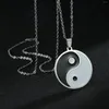 Pendant Necklaces Fashion Silver Color Necklace Chinese Tai Chi Charm Long Chain Jewelry Brother Friend Lovers Gift Wholesale