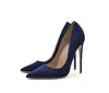 Dress Shoes Purple Faux Suede Women Synthetic High Heels Pointed Toe Slip On OL Ladies Stiletto Pumps 8 10 12cm Fashion Wedding