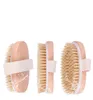 Wooden Oval Bath Brush Natural Boar Bristles Dry Body Brushes Exfoliating Massage Cellulite Treatment Blood Circulation FMT2110