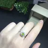 Cluster Rings Fashion Elegant Round Adjustable Size Natural Green Peridot Ring S925 Silver Gemstone Women Party Gift Jewelry