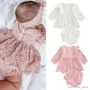 Kledingsets Mooie Pasgeboren Baby Meisjes Kleding Sets Bloemen Hol Ruches Lange Mouw Jurk Tops + Shorts Outfits R231215