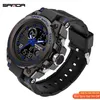 Sanda relógios masculinos preto esportes relógio led digital 3atm à prova dwaterproof água relógios militares s thock relógio masculino relogios masculino 210261v