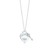 Mode vänligen återgå till New York Heart Key Pendant Necklace Original 925 Silver Love Halsband Charm Women Diy Charm Jewelry Gift314p