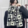 Scarves Knitted Scarf Love Heart Black White Plaid Thickened Warm Winter Women s Christmas Year Gifts 231214