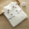 Blusas femininas brancas camisa feminina algodão bordado flores 2023 primavera verão moda solta básica tops feminino yoyikamomo
