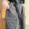 Shorts femininos Rimocy Harajuku Chain Cargo Shorts Mulheres 2023 Verão Bolsos Grandes Shorts de Perna Larga Mulher Preto Cintura Alta Shorts de Streetwear FeL231215