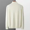 Suéter masculino outono e inverno 100% puro merino lã pulôver masculino gola alta suéter de caxemira engrossado quente solto top de cor sólida 231214