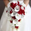 Decorative Flowers Wreaths Wedding bride holding flower PU calla lily drill buckle water drop waterfall po holding bouquet bridesmaid flower 231214