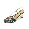 Sandalet zarif kadın ayakkabıları Roman Stylesheepsuee Bahar Kadın Retro Kapalı Toe Vintage Topuk 5c Yaz Gladyatör Sandal