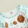 Ensembles de vêtements pour nouveau-nés, pantalons pour bébés garçons, hauts imprimés de citrouille d'halloween et pantalons à carreaux, tenues pour nourrissons, costumes 2 pièces