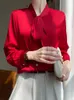 Women's Blouses Spring And Autumn Thin Acetate Satin Bowtie Ribbon Shirt Commuter Light Luxury High Grade Long Sleeve Temperament To