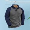 Hoodies masculinos polar velo superior pulôver à prova de vento com gola zíper outono primavera camisa quente punho elástico para homem