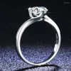 クラスターリングHoyon認定GRAクラシッククラシックダイヤモンドリングレディースウェディングジュエリー1 VVS1 S925 STERLING SILVER MOISSANITE