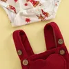 Clothing Sets Newborn Baby Girl Christmas Outfit Santa Claus Long Sleeve Romper Skirt Dress Set Corduroy Overall Christmas Clothes Set R231215