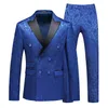 Costumes pour hommes Blazers Mode hommes d'affaires hôte de mariage imprimé foncé 3 pièces ensemble/mâle coupe ajustée Double boutonnage robe costume Blazers veste pantalon gilet 231214