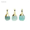 Pendentif Colliers 10pcs gros bijoux gros larme à facettes couleur or amazonite