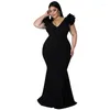 Robes grande taille Robes de grande taille Robe de soirée potelée femme manches à volants Robe élégante Robe longue de mariage 2023 femmes luxe jolie soirée