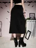 Skirts Black Goth Korean Style Rock Damen Skirt Gothic High Split Half Length Harajuku Retro Kawaii Y2k Vintage