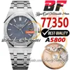 BFF 34mm 77350 A5800オートマチックレディースウォッチ50周年記念青いテクスチャーダイヤルスティックマーカーステンレススチールブレスレットスーパーエディションレディースウォッチトラストタイム001