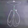 Andere Modeaccessoires Sexy grüner Kristall Brustkettengeschirr Edelstahl Bauchtaille Kette Bo Schmuck Halskette für Frauen BekleidungszubehörL231215