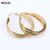 Hoop & Huggie MGUB Stainless Steel Gold Color Earrings 2 Smooth And Frosted Women Fashion Jewelry Whole Real Map LH1891222R