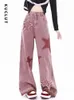 Женские джинсы KUCLUT Y2K Star Розовые джинсы Женская уличная одежда Сумка Розовые джинсовые брюки Американские винтажные джинсы для мам с высокой талией Мода 231214