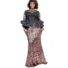 Ethnic Clothing African Wedding Party Dresses For Women Elegant Long Sleeve Sequin Evening Gowns Outfits Dashiki