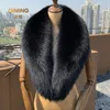 Lenços Inverno Real Fox Fur Collar Mulher Preto Natural Lenço De Pele Xaile Para Mulheres Coleiras Envolve Pescoço Mais Quente Lenços De Pele Luxery Lenço Homens 231214