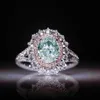 Bagues de fiançailles pour femmes, taille 6-10, couleur topaze, pierres précieuses vertes, diamant CZ, bague de mariée, cadeau 252o