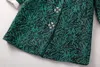 2024 Spring Green Floral Jacquard Beaded Paneled Outwear Coat Lång ärm Runda hals Rhinestone Single-Breasted Long Outwear Coats S3D041130