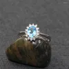 Pierścienie klastra klasyczny srebrny pierścień srebrny Naturalny 5 mm 7 mm topaz kamień solidny 925 For woman Brithday Gift