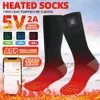 Sports Socks 5000mAh Uppvärmda kvinnors termiska fot Varma elektriska värme Skidcykel Trekking Camping Winter 231215