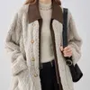 女性の2023年の秋/冬のためのシングル胸の毛皮統合ショートジャケット新しいルーズとスリミングファー統合ジャケット
