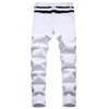 Heren Jeans 2023 Witte Ritssluiting Mannelijke Zwarte Rand Decoratie Slim Fit Stretch Gat Casual Broek Broek 231214