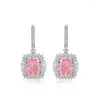 Boucles d'oreilles pendantes ELSIEUNEE luxe 925 en argent Sterling 12CT Citrine simulé Moissanite diamant goutte de mariage bijoux fins