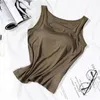 Camisoles & Tanks Women's Vest Tops With Built In Bra Neck Padded Slim Fit Tank Sexy Shirts Feminino Casual Underlay Shirt Slimming