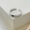 Anéis de casamento Black Heart Open Bands Anel 925 Sterling Silver Minimalista Simples Polido Plain Love Heart Engagement Promise Anéis para Mulheres 231214