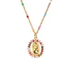 Collares colgantes Santa Virgen María Collar Religión Hollow Out Color CZ Eikon Charm Acero inoxidable Chapado en oro Cadena Gargantilla Joyería Regalo