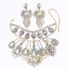 Collier Boucles d'oreilles Piètement des strass de gouttes d'eau irrégulière AB Piche pour femmes Party Burin Earge Exagérée Accessoires