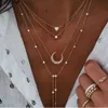 Hänge halsband Nya vintage crystal geometry stjärna månlås halsband för kvinnor 2020 boho flernivå hänge halsband chokers smycken gåva231215