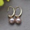 Dangle Earrings Z12661 A 10.5mm Pink Lavender Round Keshi Edison Pearl Earring