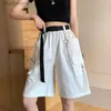 Shorts femininos Rimocy Harajuku Chain Cargo Shorts Mulheres 2023 Verão Bolsos Grandes Shorts de Perna Larga Mulher Preto Cintura Alta Shorts de Streetwear FeL231215